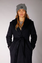 WOOL BLEND COAT BLACK WITH BUTTON - I2002